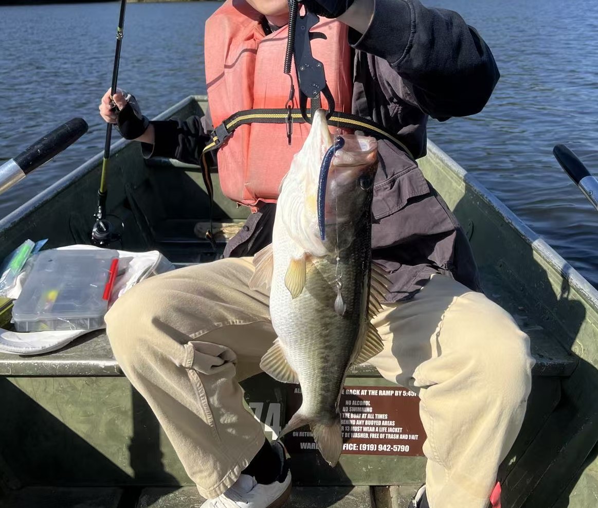 Bass caught from a fishing boat